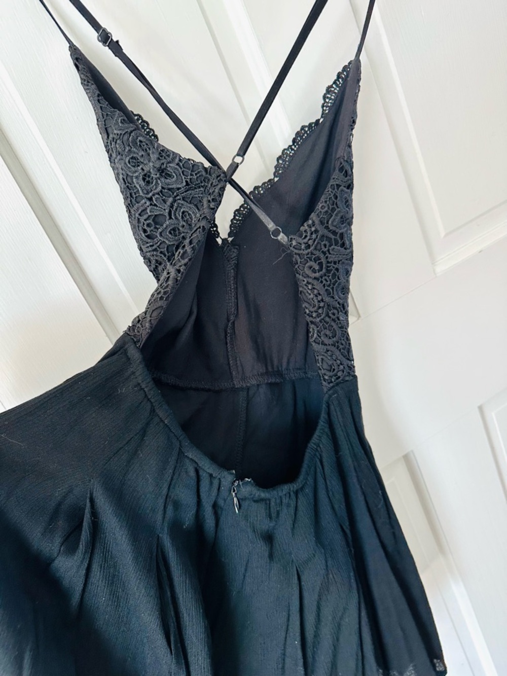 Lulu’s Star Spangled Black Backless Lace Romper Mini Dress Size S - Picture 9 of 16